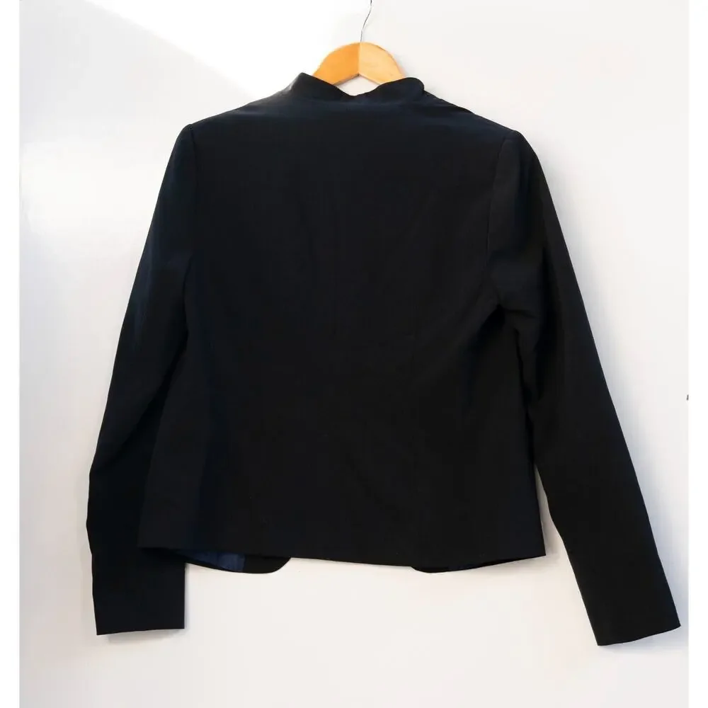 American Eagle Outfitters Lined Collarless Suit Blazer Black Womens Size Small